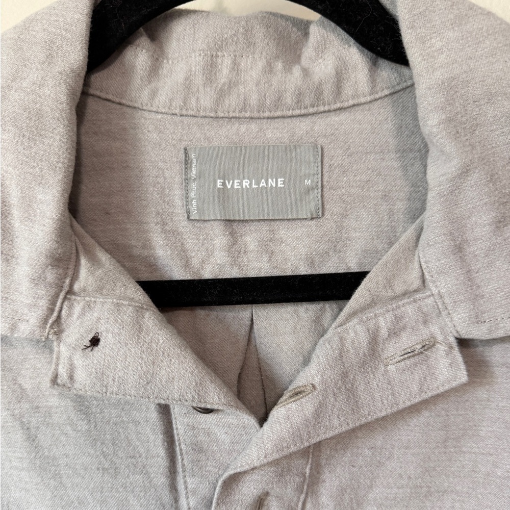 Everlane grey 1/4 Button Shirt Polo Size Medium 100% Cotton Gray Long Sleeve - Picture 8 of 8